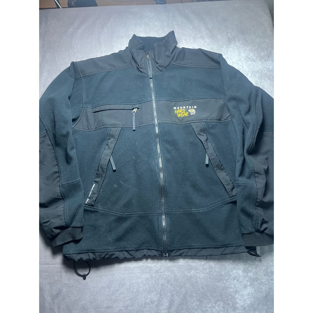 Mountain Hardwear Mens Fleece Jacket XL Black Gore Windstopper Full Zip Coat